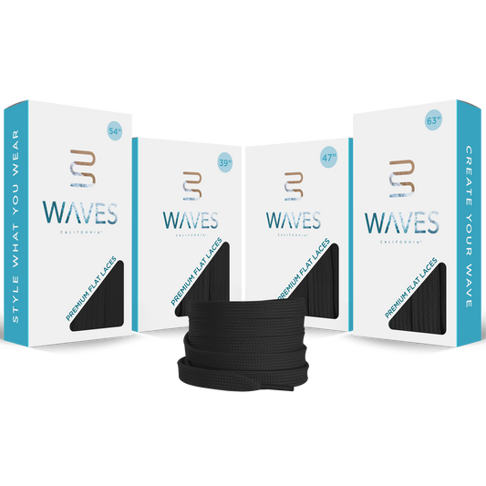 Waves California® Core Black Premium Flat Laces