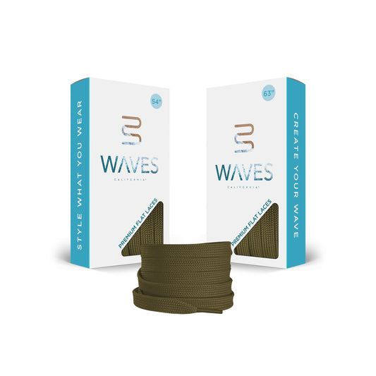 Waves California® Olive Green Premium Flat Laces