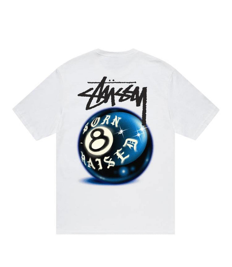 Stussy x Born X Raised 8 Ball Tee White