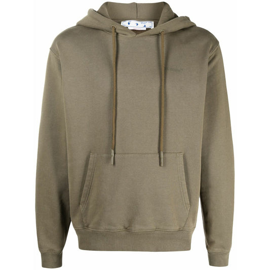 Off-White Helvetica Logo Slim Hoodie Army Green